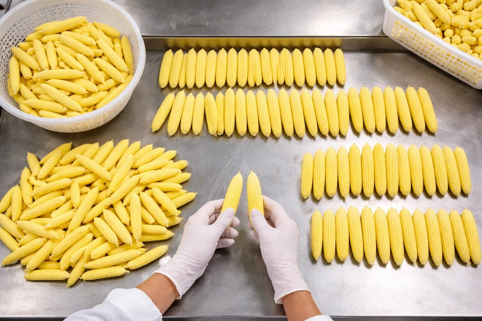 Quality check of baby corn